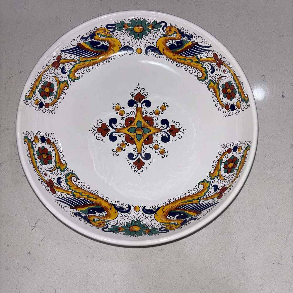 Nova Deruta Raffaellesco Dragon Pattern Italy  Hand-Painted Ceramic Serving Bowl